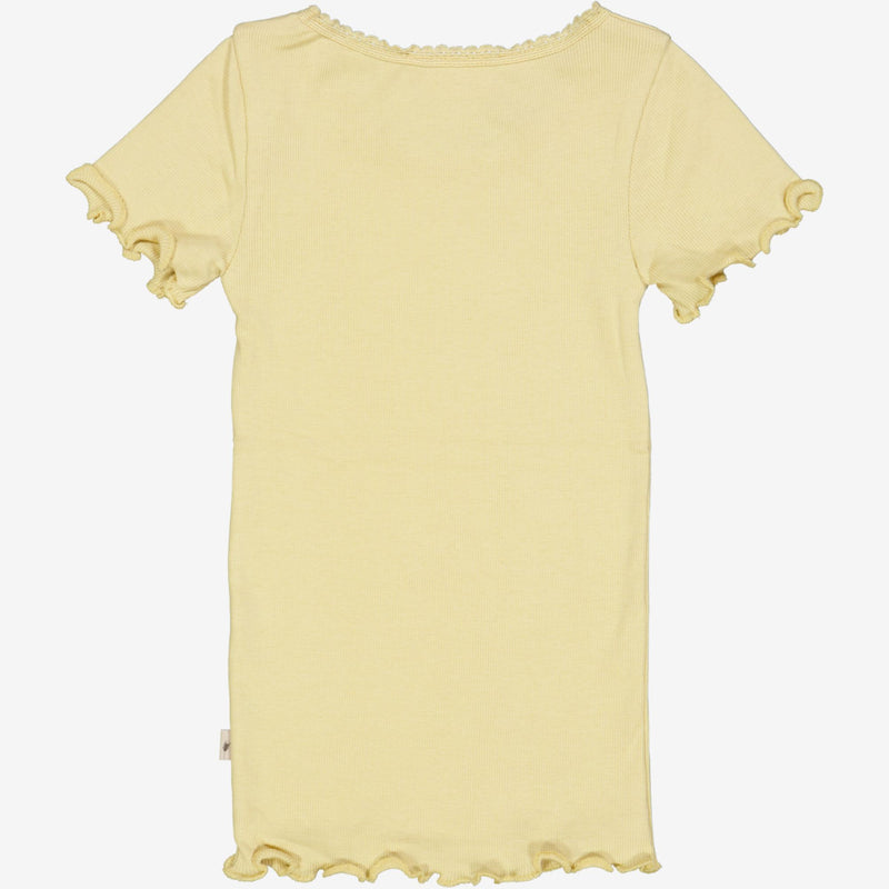 Wheat Rib T-Shirt Lace SS Jersey Tops and T-Shirts 5106 yellow dream