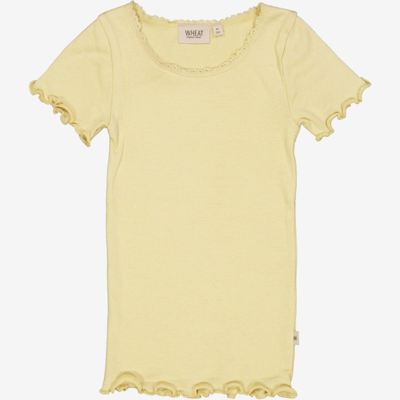Wheat Rib T-Shirt Lace SS Jersey Tops and T-Shirts 5106 yellow dream