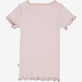 Wheat Main Rib T-Shirt Lace SS | Baby Jersey Tops and T-Shirts 1354 soft lilac