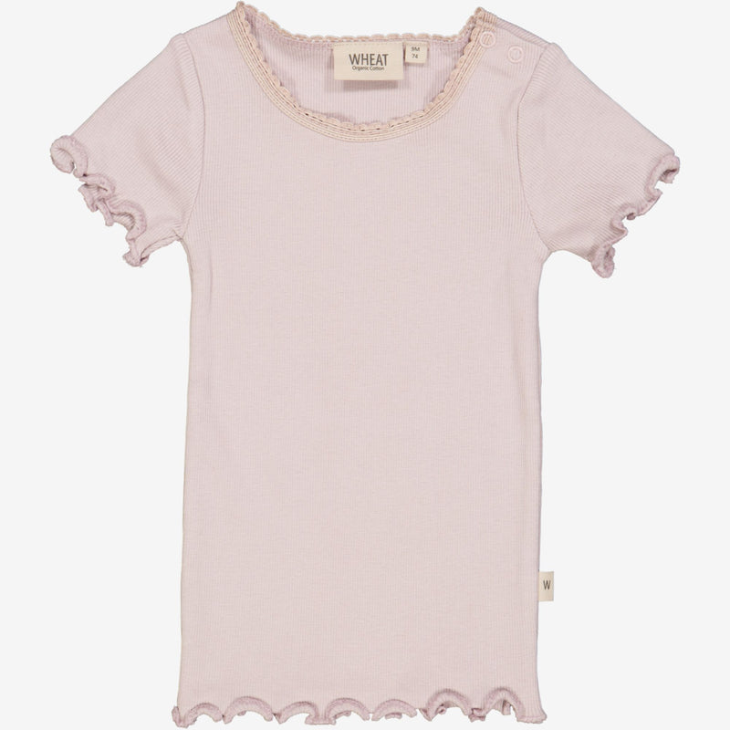 Wheat Rib T-Shirt Lace SS | Baby Jersey Tops and T-Shirts 1354 soft lilac