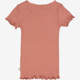 Wheat Main Rib T-Shirt Lace SS | Baby Jersey Tops and T-Shirts 2021 old rose