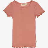 Wheat Main Rib T-Shirt Lace SS | Baby Jersey Tops and T-Shirts 2021 old rose