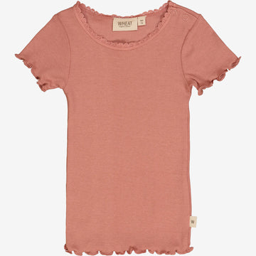 Wheat Main Rib T-Shirt Lace SS | Baby Jersey Tops and T-Shirts 2021 old rose