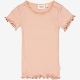 Wheat Rib T-Shirt Lace SS | Baby Jersey Tops and T-Shirts 2031 rose dawn