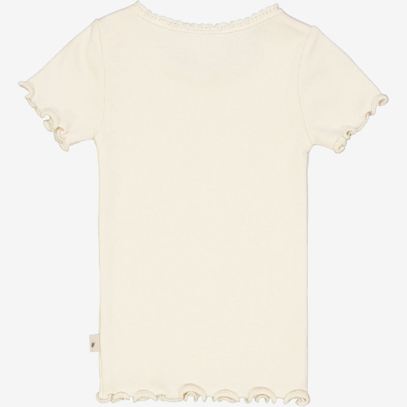 Wheat Rib T-Shirt Lace SS | Baby Jersey Tops and T-Shirts 3129 eggshell 