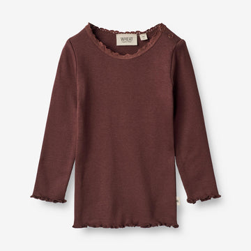 Wheat Main Rib T-Shirt Reese | Baby Jersey Tops and T-Shirts 2118 aubergine