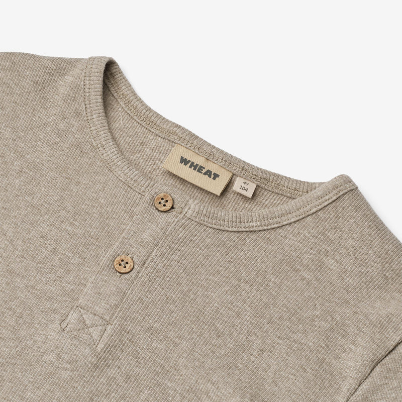 Wheat Main Rib T-Shirt S/S Lumi Jersey Tops and T-Shirts 0072 gravel melange