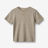 Wheat Main Rib T-Shirt S/S Lumi Jersey Tops and T-Shirts 0072 gravel melange