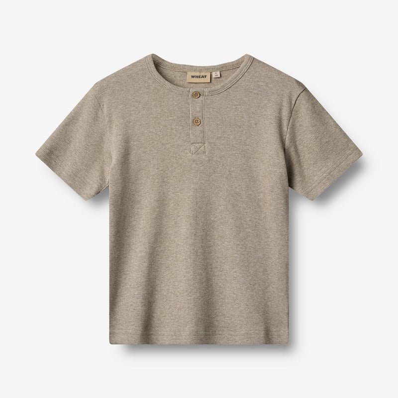 Wheat Main Rib T-Shirt S/S Lumi Jersey Tops and T-Shirts 0072 gravel melange