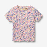 Wheat Main Rib T-shirt S/S Alicia T-Shirt 9649 pink blue flowers