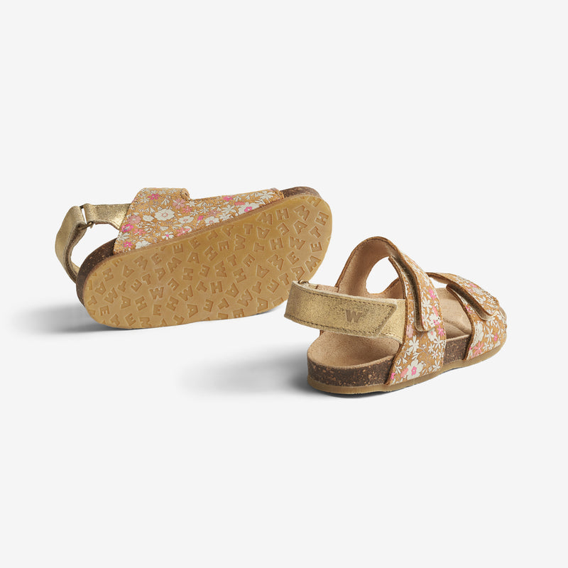 Wheat Footwear Sandal Clara Sandal 9457 gold white flowers