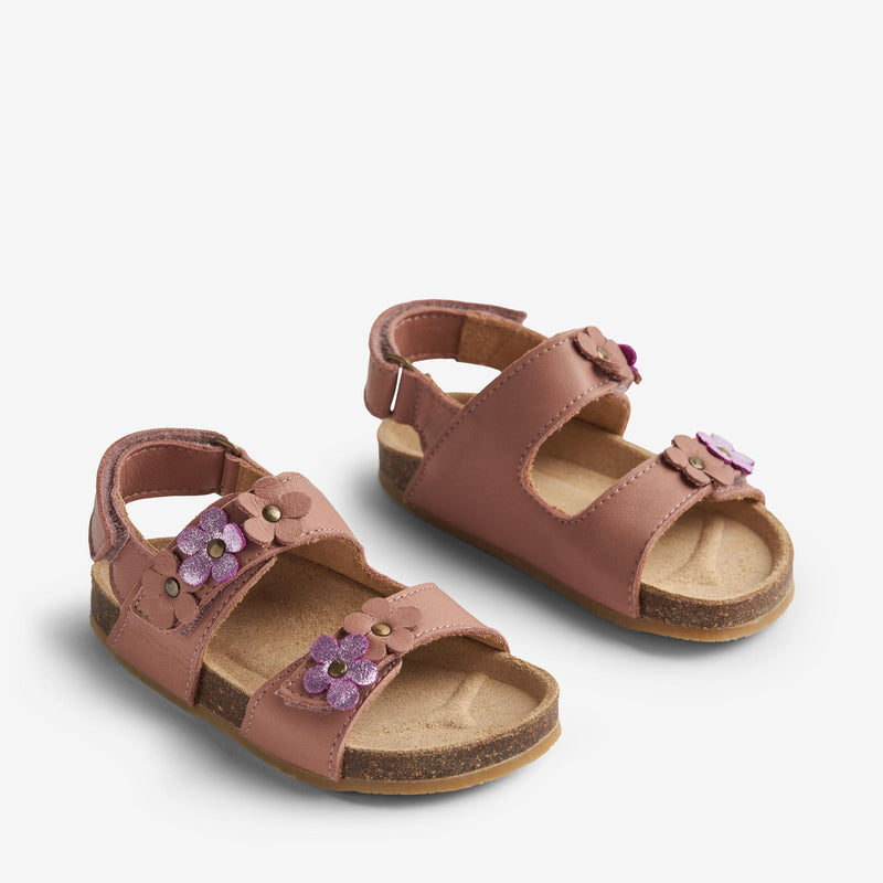 Sandal Cork Open Toe Clare Flowers old rose1