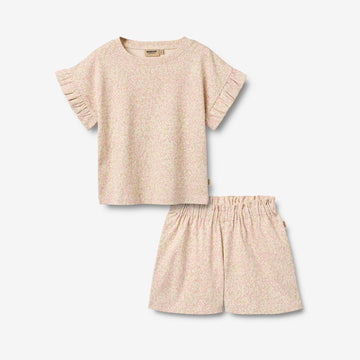 Wheat Main Set T-shirt & Shorts Ally Set 9422 coral flowers