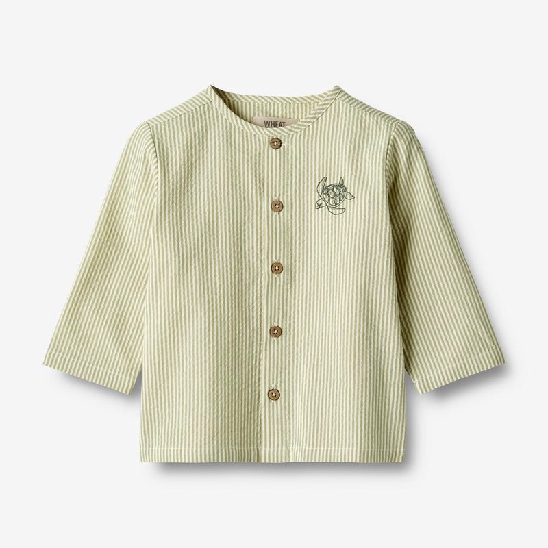 Wheat Main Shirt Embroidery Shelby Shirts and Blouses 4142 green stripe