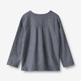 Wheat Main Shirt L/S Bjørk Shirt 1312 greyblue slub stripe