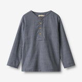 Wheat Main Shirt L/S Bjørk Shirt 1312 greyblue slub stripe