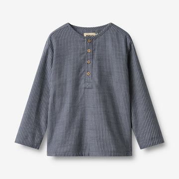 Wheat Main Shirt L/S Bjørk Shirt 1312 greyblue slub stripe