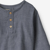 Wheat Main Shirt L/S Bjørk Shirt 1312 greyblue slub stripe