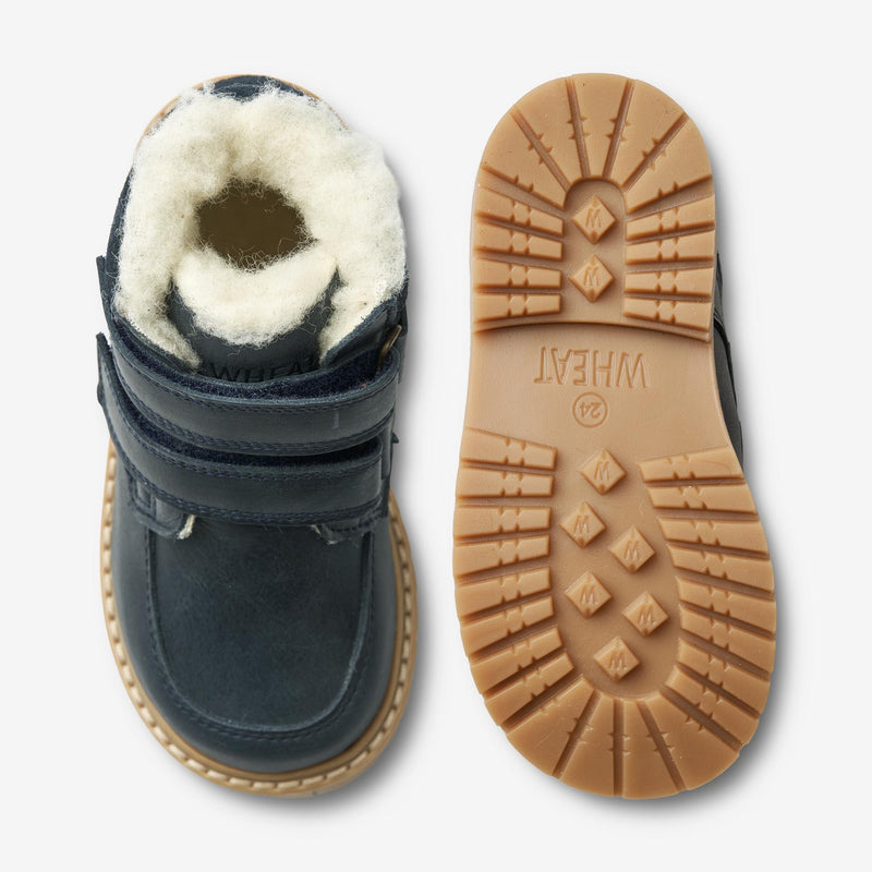 Wheat Footwear Stewie Tex Velcro Leather Winter Footwear 1432 navy