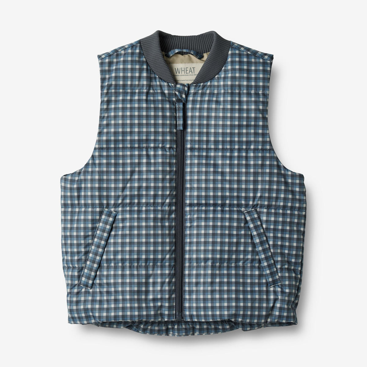 Summer Puffer Waistcoat Andre - blue check – Wheat.eu Summer Puffer Waistcoat Andre - blue check – Wheat.eu
