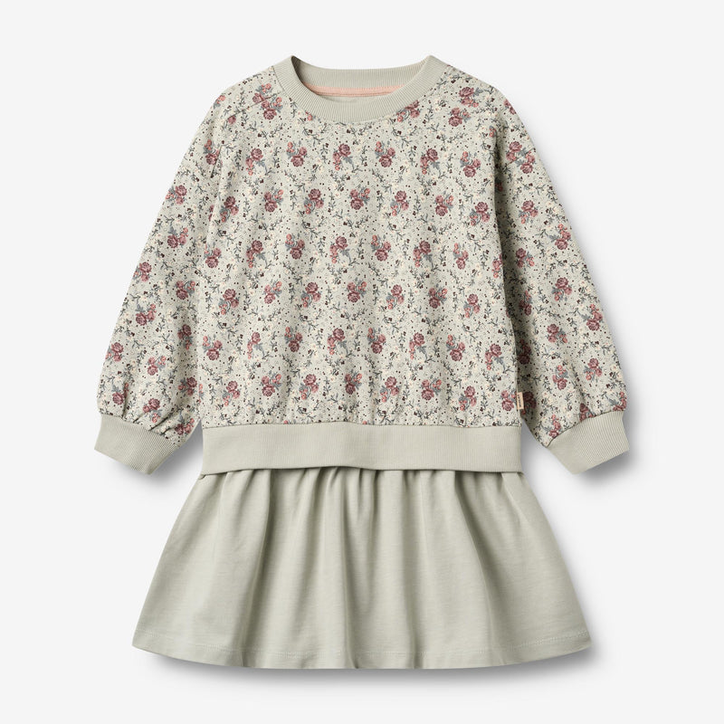 Wheat Main Sweat Dress L/S Maggie Dress 9539 slightly green flowers