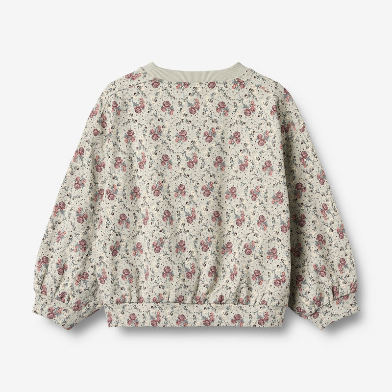 Wheat Main Sweatshirt L/S Lia Sweatshirt 9539 slightly green flowers