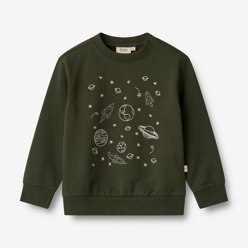 Wheat Main Sweatshirt Space Embroidery Sweatshirts 4097 deep forest