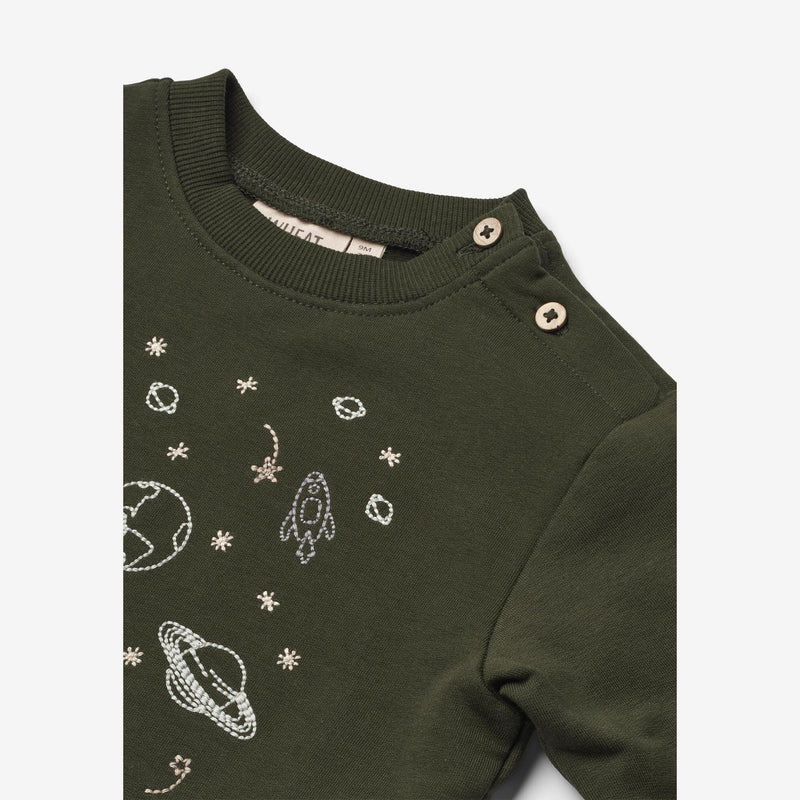 Wheat Main Sweatshirt Space Embroidery | Baby Sweatshirts 4097 deep forest