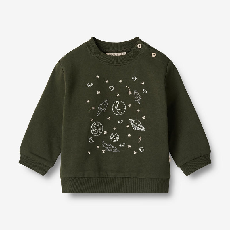 Wheat Main Sweatshirt Space Embroidery | Baby Sweatshirts 4097 deep forest