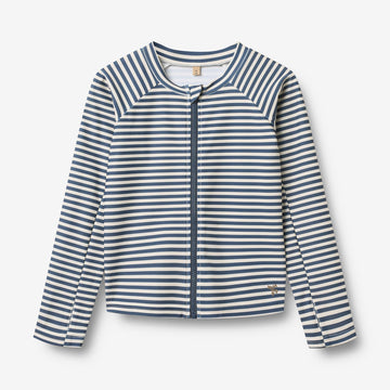 Wheat Main Swim T-shirt L/S Zip Ada T-Shirt 1048 blue stripe