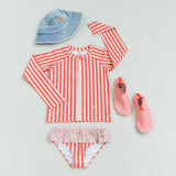 Wheat Main Swim T-shirt L/S Zip Ada T-Shirt 9657 red stripe flowers