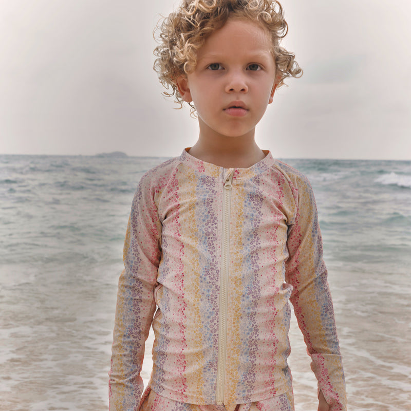 Wheat Main Swim t-shirt L/S zip Ada Swimwear 1234 multi rainbow
