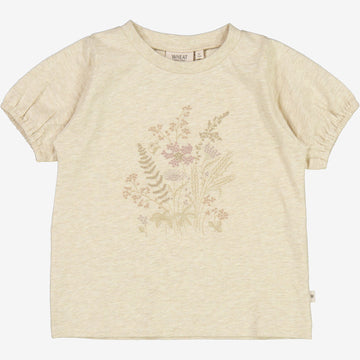 Wheat Main T-Shirt Flower Embroidery Jersey Tops and T-Shirts 9109 buttermilk melange