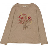 Wheat Main T-Shirt Flower Embroidery Jersey Tops and T-Shirts 3204 khaki melange