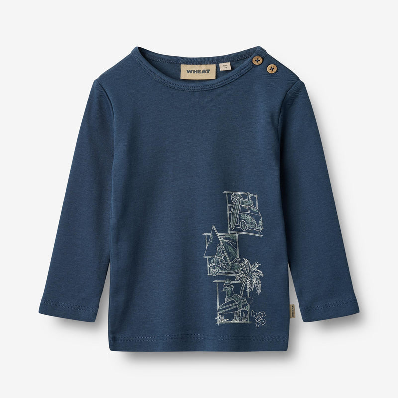 Wheat Main T-Shirt L/S Benjamin Jersey Tops and T-Shirts 1042 blue waves