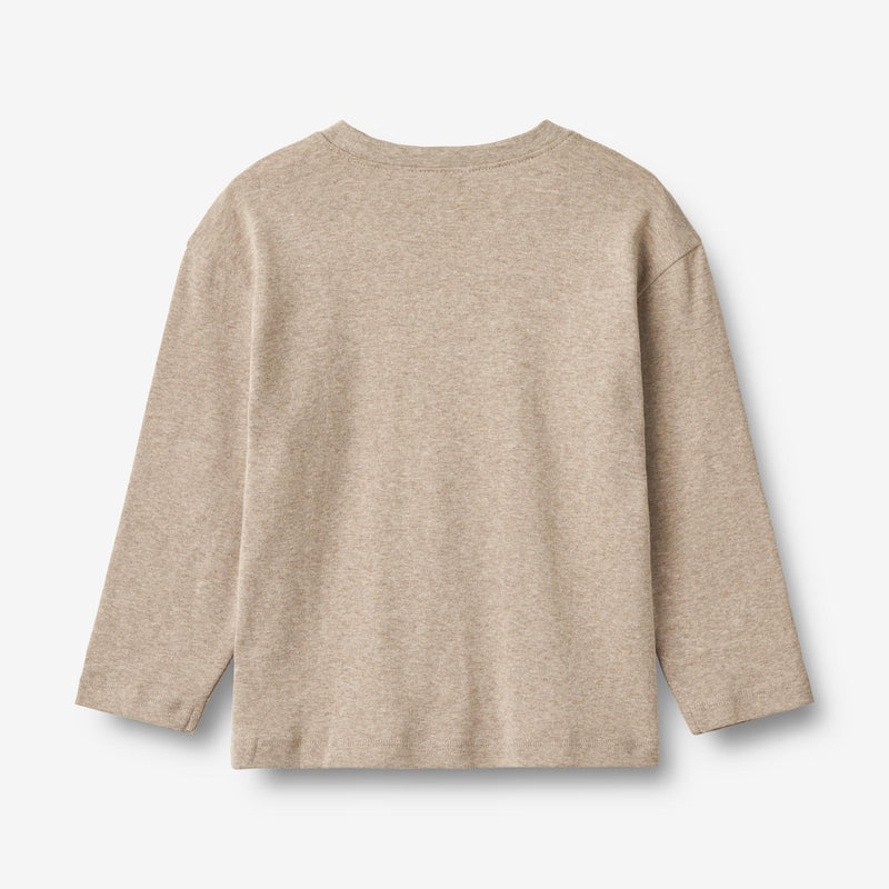 Wheat Main T-Shirt L/S Claus Jersey Tops and T-Shirts 0072 gravel melange