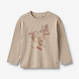 Wheat Main T-Shirt L/S Claus Jersey Tops and T-Shirts 0072 gravel melange