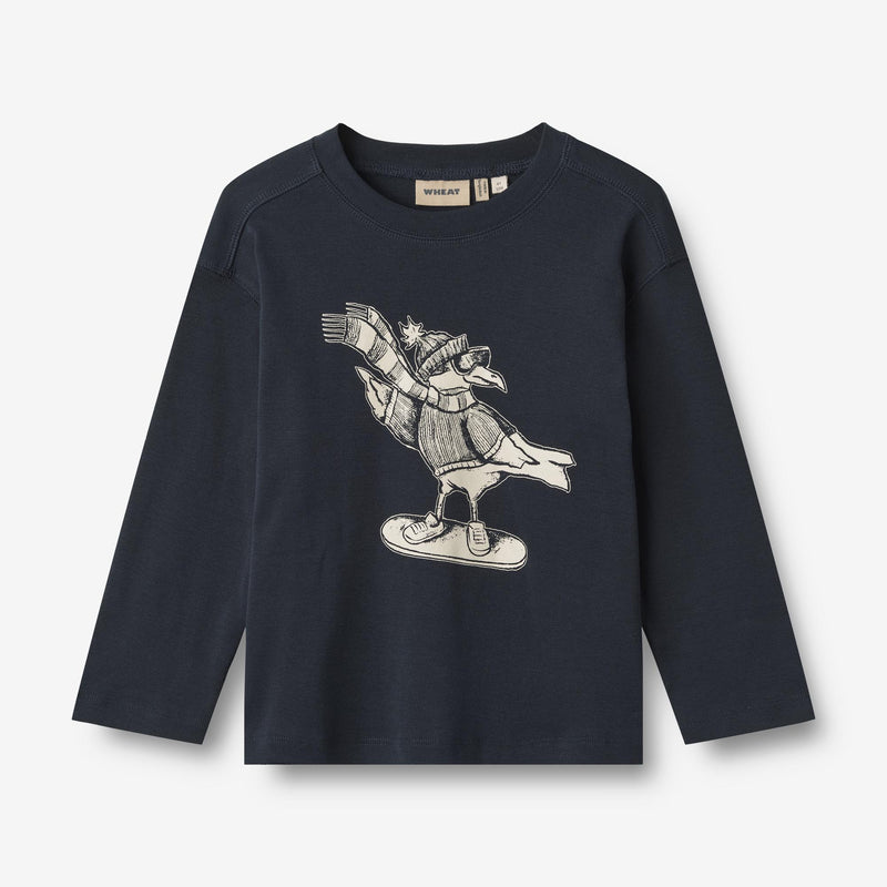 Wheat Main T-Shirt L/S Holger Jersey Tops and T-Shirts 1432 navy