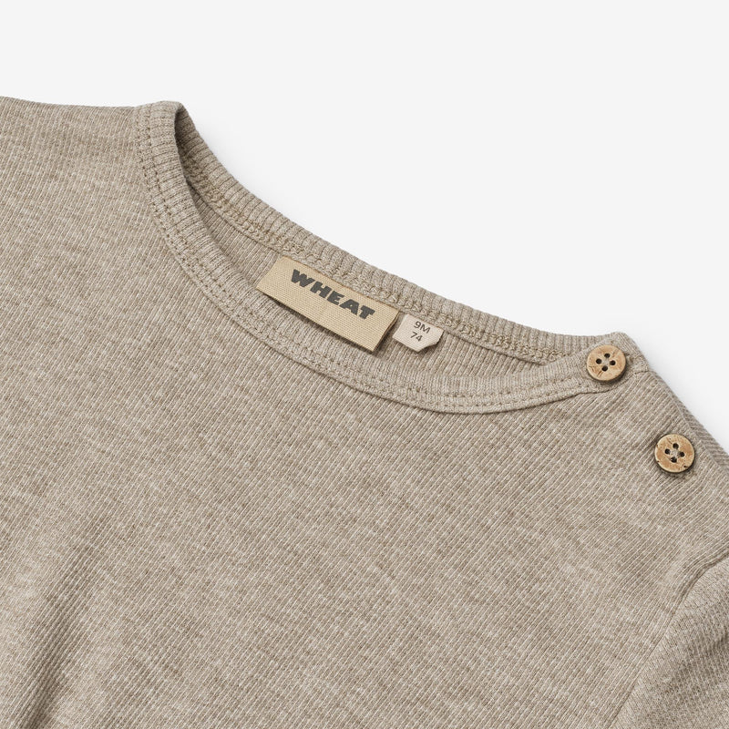 Wheat Main T-Shirt L/S Milo T-Shirt 0072 gravel melange