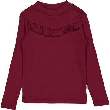Wheat Main T-Shirt Rib Ruffle Jersey Tops and T-Shirts 2390 red plum
