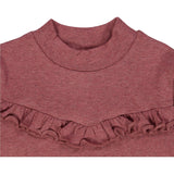 Wheat Main T-Shirt Rib Ruffle Jersey Tops and T-Shirts 2614 dark rouge melange