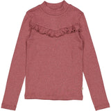 Wheat Main T-Shirt Rib Ruffle Jersey Tops and T-Shirts 2614 dark rouge melange