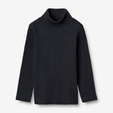 Wheat Wool T-Shirt Roll Neck Wool Jersey Tops and T-Shirts 1432 navy