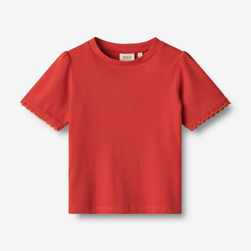 Wheat Main T-Shirt S/S Iris Jersey Tops and T-Shirts 2072 red