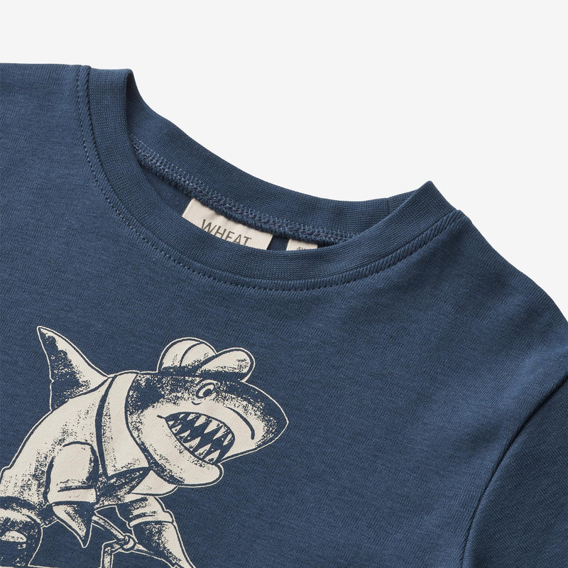 Wheat Main T-Shirt S/S Kristian Jersey Tops and T-Shirts 1042 blue waves