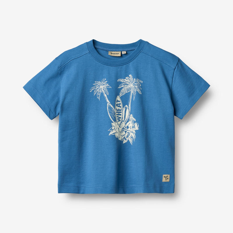 Wheat Main T-Shirt S/S Lauge Jersey Tops and T-Shirts 1043 blue