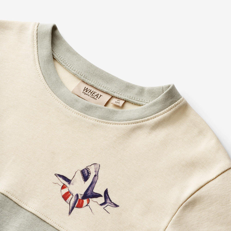 Wheat Main T-Shirt S/S Oliver Jersey Tops and T-Shirts 1475 sea mist