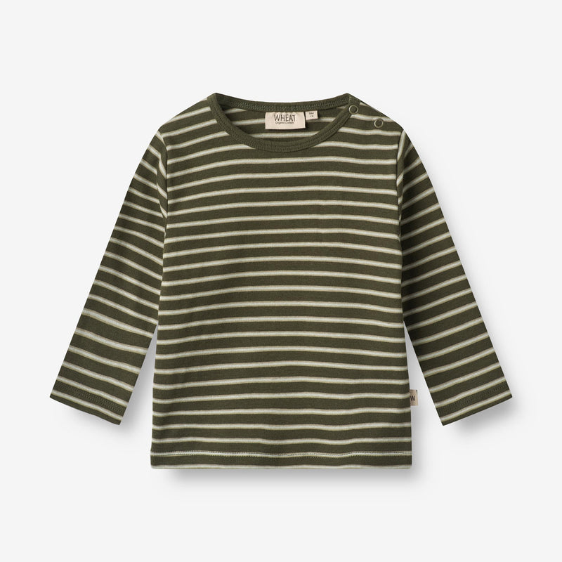 Wheat Main T-Shirt Stig | Baby Jersey Tops and T-Shirts 4076 dark green stripe