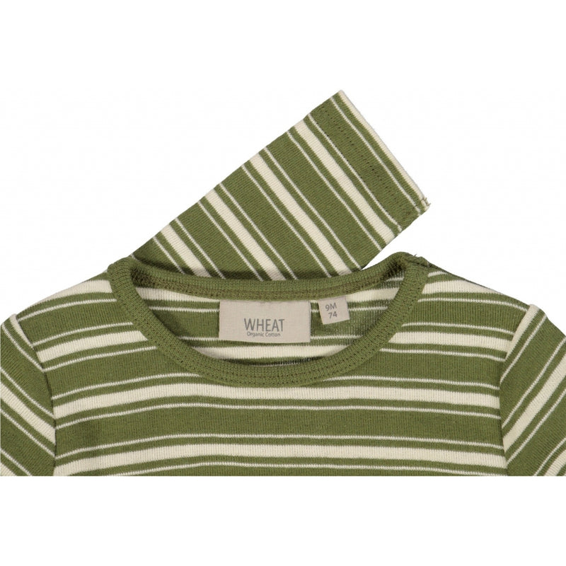 Wheat Main T-Shirt Striped LS Jersey Tops and T-Shirts 4099 winter moss