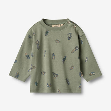 Wheat Main T-shirt L/S Malthe Jersey Tops and T-Shirts 9552 dusty green cars